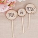 Driedelige set houten bruidstaart toppers Mr & Mrs