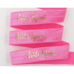 Elastische armband hot pink met gouden opdruk Bride Squad