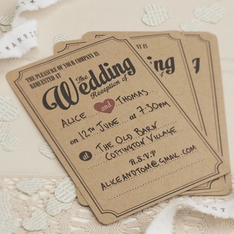 Pak met 10 vintage Wedding Reception uitnodigingen met bijpassende envelop