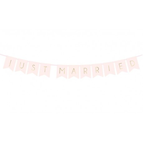 Banner Just Married heel licht roze met goud