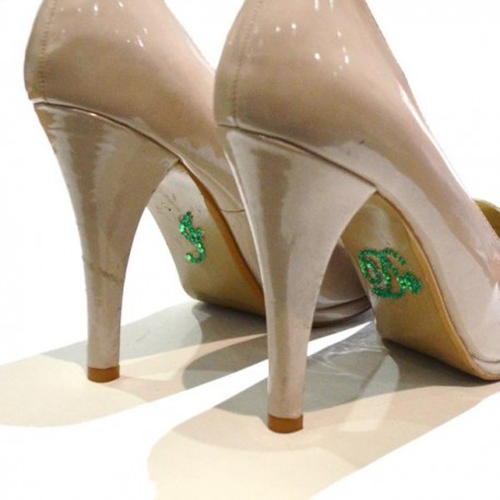'I do' schoen sticker met strassteentjes groen