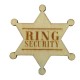 Houten stervormige badge met de tekst Ring Security
