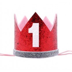 Aandoenlijk rood met zilver glitter hoedje voor de eerste verjaardag van een jongen