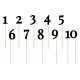 Tafel- of taart nummers zwart op houten stokje