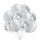 Mix van 5 zilverkleurige en 5 doorzichtige ballonnen met zilver metallic