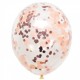 Doorzichtige ballonnen met zalmkleurige en rosé gouden metallic confetti
