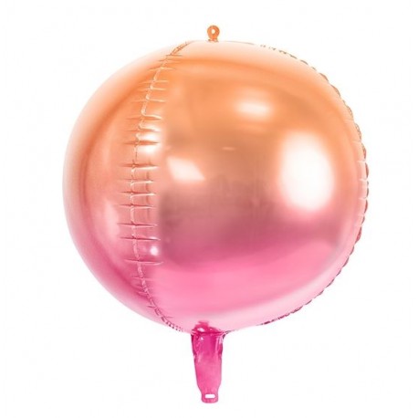 Metallic folie ballon Ombre Ball roze en oranje