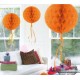 Honeycomb bal met sliertjes oranje 30cm