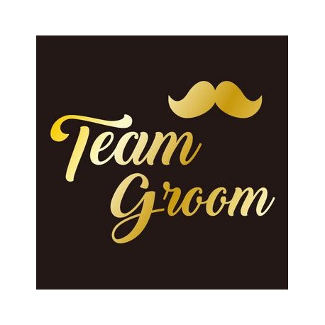 Goudkleurige tatoeage Groom Team moustache