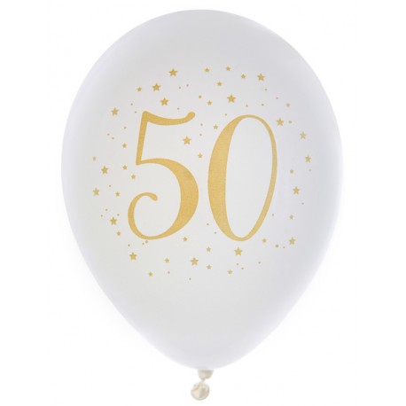 Ballonnen wit met goud 50 Metallic Gold