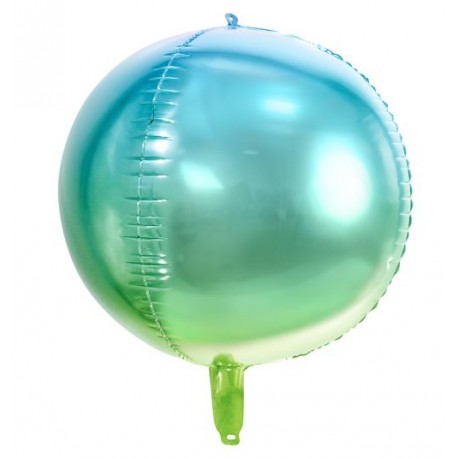 Metallic folie ballon Ombre Ball blauw en groen