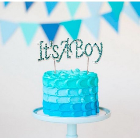 Gender Reveal Taart Topper Sparkling It S A Boy