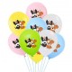 10 Ballonnen Happy Birthday Dog wit, roze, geel, blauw en groen