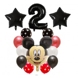 Mickey Mouse rood zwart en wit 14-delig ballonnen pakket voor een tweede verjaardag