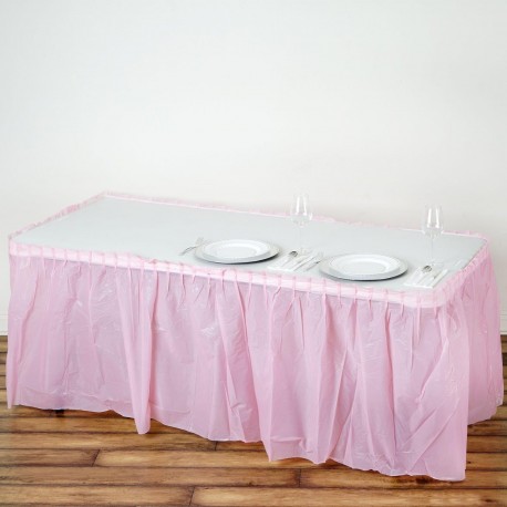 Plastic tafelrok licht roze