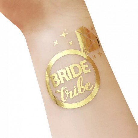 Goudkleurige tatoeage Bride Tribe diamond ring