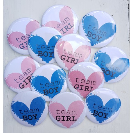 12 Buttons Team Girl en Team Boy Loving Heart