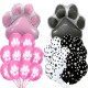 22-delige set honden ballonnen Paws roze zwart en wit