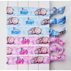 6 elastische gender reveal armbanden It's a Girl en It's a Boy Happy
