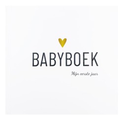 Babyboek Mijn eerste jaar wit met goud hart
