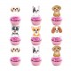24 Cupcake toppers Birthday Dogs met verschillende honden
