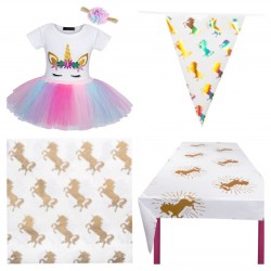 17-delige Unicorn kleding en party decoratie set Charming One