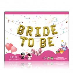 9-delige Folieballonnen set Bride to Be met trouwring goud