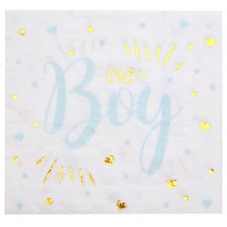Babyshower servetten Baby Boy blauw wit goud
