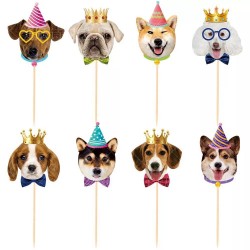 8 cupcake toppers Happy Birthday Dogs met diverse honden afbeeldingen