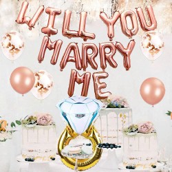 25-delige ballonnen set Will You Marry Me rose goud