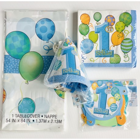 26-delig cakesmash party pakket Happy Birthday Balloons blauw