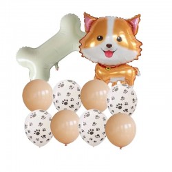 10-delige honden ballonnen set Cute Dog zalm wit zwart