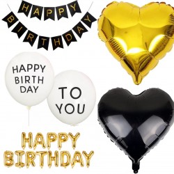 Goud zwart witte verjaardag decoratie set