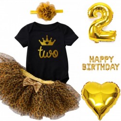 2e verjaardag kleding en decoratie set Wild Princess goud zwart wit met kleding set en ballonnen