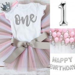 Cakesmash kleding en decoratie set Pink White Silver deLuxe 35-delig