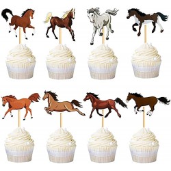 8 cupcake toppers met diverse paarden afbeeldingen