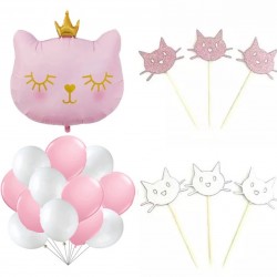 27-delig Fancy Cat party pakket roze en wit