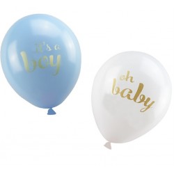 10 Babyshower of genderreveal ballonnen blauw en wit