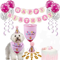 20-delige honden verjaardag set Happy Birthday roze, wit, zwart en goud