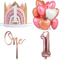15 delige eerste verjaardag cakesmash set Rainbow Love