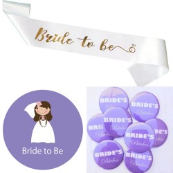 10-delige Bride to Be en Brideś Bitches paars met sjerp en buttons