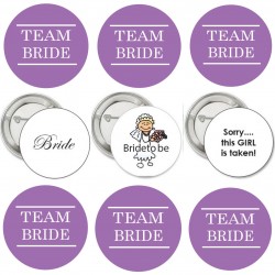 9 Buttons Bride to Be en Team Bride wit en paars
