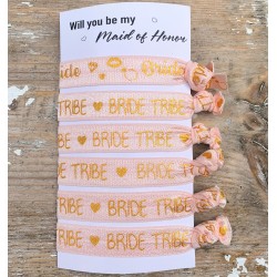1 Bride en 5 Bride Tribe armbanden roze met goud