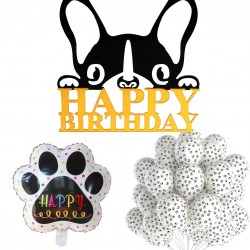 22-delige It's My Birthday Bulldog honden verjaardag set met taart topper en ballonnen