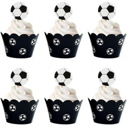 12 Voetbal cupcake wrappers en cupcake toppers