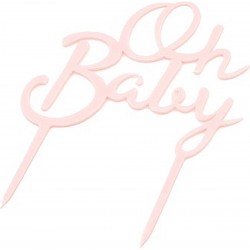 Acryl taart topper Oh Baby pastel roze
