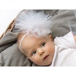 Tule haarband voor baby en kind wit