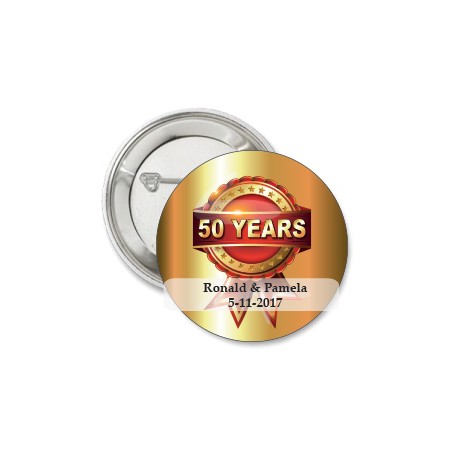 Button 50 Years Red and Gold