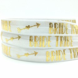 Elastische armband wit met gouden opdruk Bride Tribe