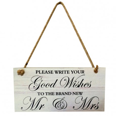 Houten bord Please Write Your good Wishes to the brand new Mr & Mrs